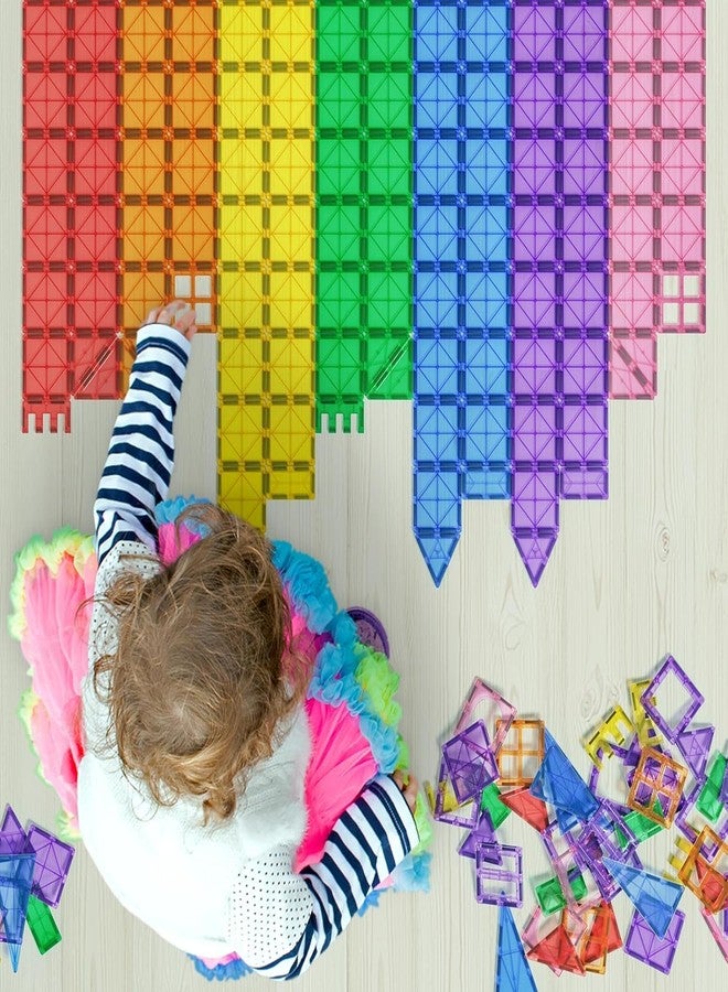 DIMAZO 100 Pieces Magnetic Tiles Magnet for Girls Boys Sensory Magnetic Blocks Building Toys for Kids Preschool Learning Montessori Toy for 3 Year Old Toddler Age 3 to 8 (Multi 100 Magnetic Tiles) - Image 3